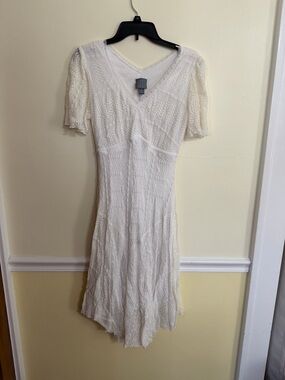 Rabbit Rabbit Rabbit Size 8 Cream Crochet-Pattern Midi Dress